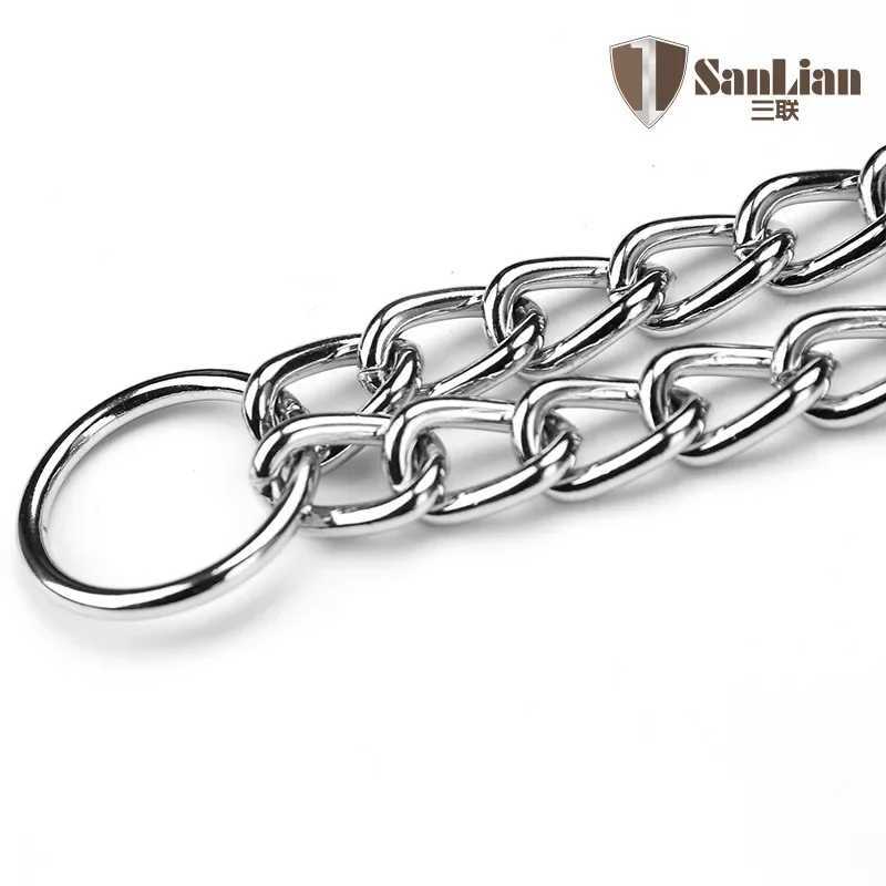 Three row chain dog collar Training dog P chain Collars Adjustment pet Metal necklace stainless steel for Medium large big dogs X250129