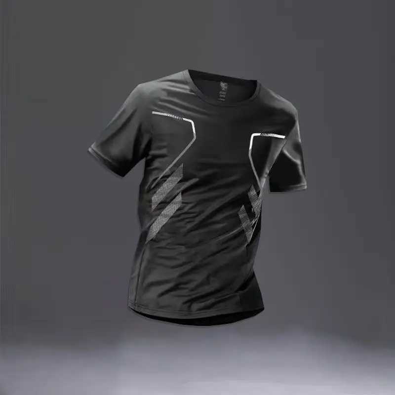 Summer Thin Leisure Ice Silk Thin Sports Set Men Round Neck Short Sleeved T-shirt Elastic Waist Shorts Running Quick Drying Suit X250129