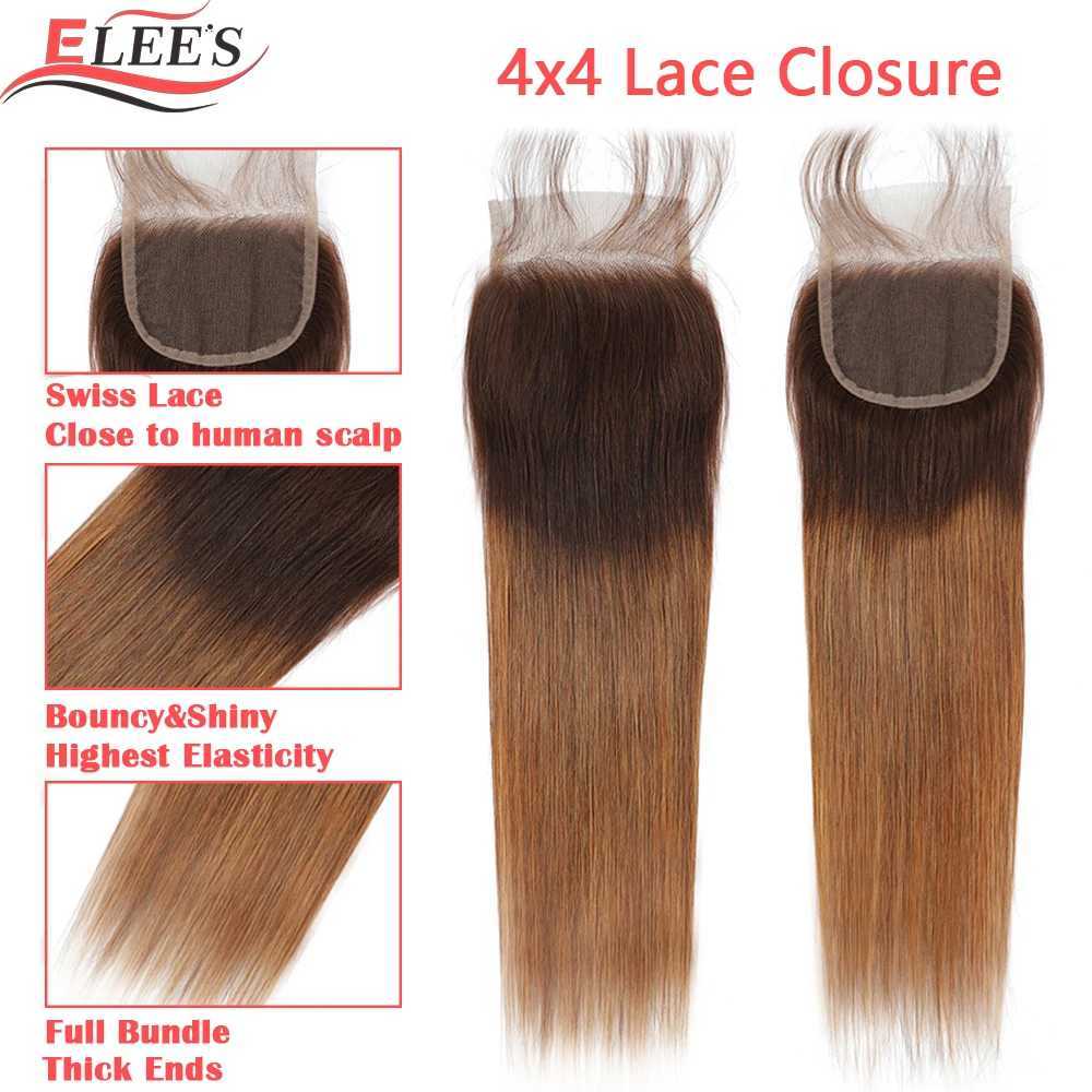 Ombre Bundles With Clo Brazilian Hair Weave Bundles With Clo Brown T4/30 Colored Human Hair Bundles With CloXJ250120