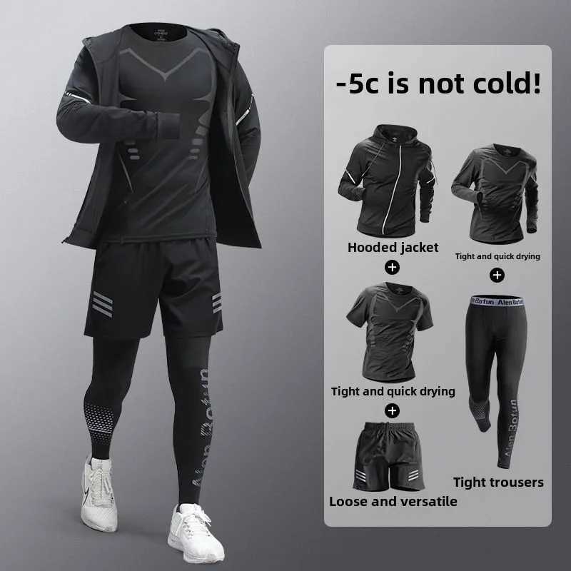 Mens fitness running set fast drying professional morning marathon training outdoor activities mens sportswear set X250129