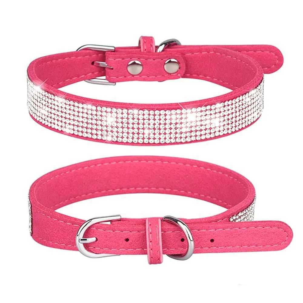 Bling Crystal Dog Collars for Small Large Dog Adjustable Soft Leather Rhinestone Luxury Dog Collars for Puppy Dog Necklace X250129