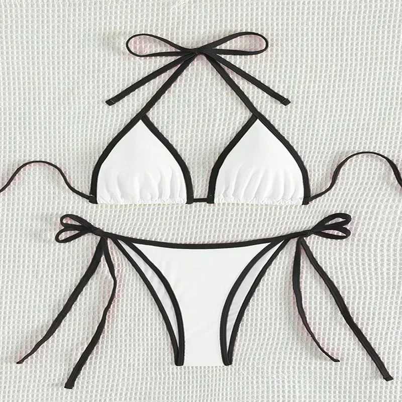 Contrasting Colors String Micro Thong Bikinis Sets Sexy Swimsuit Women 2025 Halter Mini Swimwear Biquinis Beachwear Bikini jerXJ250120