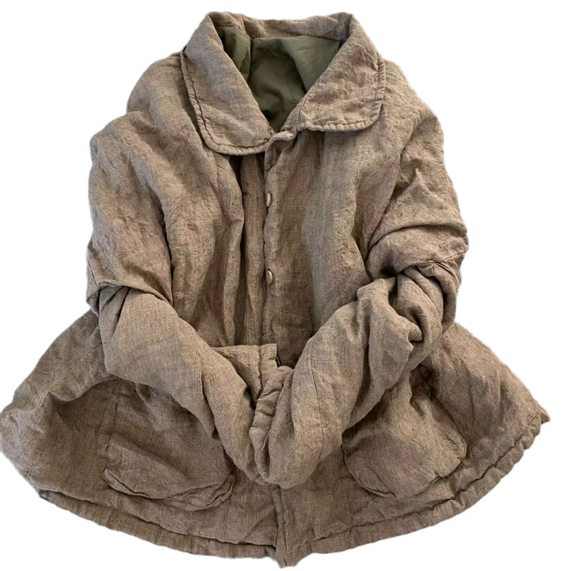 Women's Autumn Winter 2024 New Korean Vintage Style Loose Fit Women Blazer Cardigan Jacket Cotton En Warm Clothing