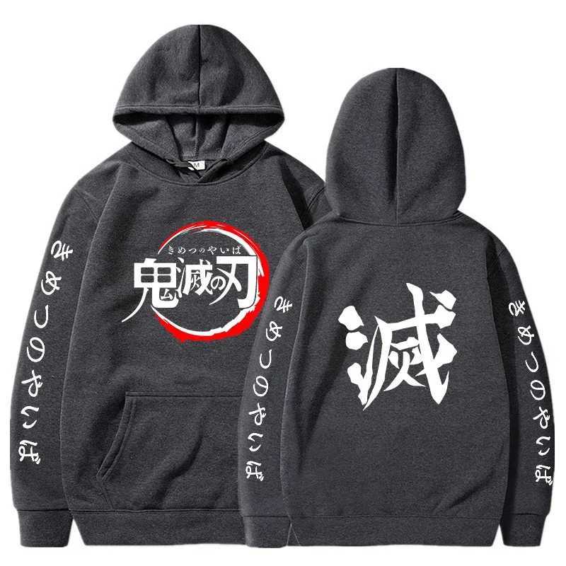 Demon Slayer Hoodies Men Fashion Letter Graphic Printed Sweatshirts Women Casual Harajuku Streetwear Hooded Pullover SudaderasXJ2500118