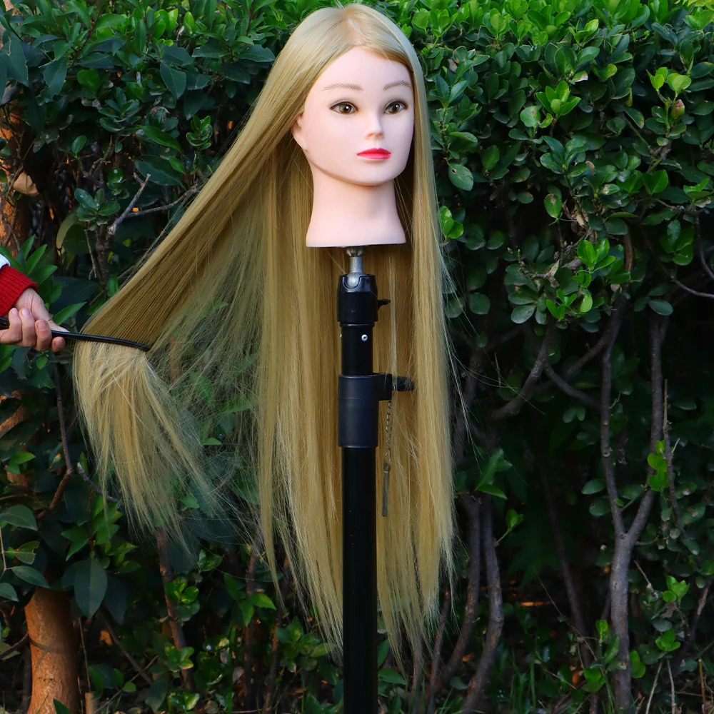 Female Styling Training Mannequin Head With Synthetic Hair For Braiding Hairstyle Practice Hairdresser Dummy Dolls Head Stan 250114