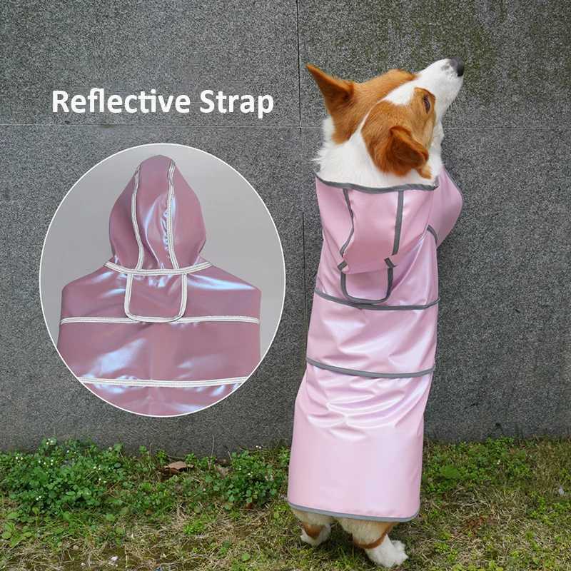 Reflective Strap Dog Raincoat Hooded Slicker Poncho for Small Medium Large Dogs PU Waterproof Raincoat Pink OutdoorXJ250121