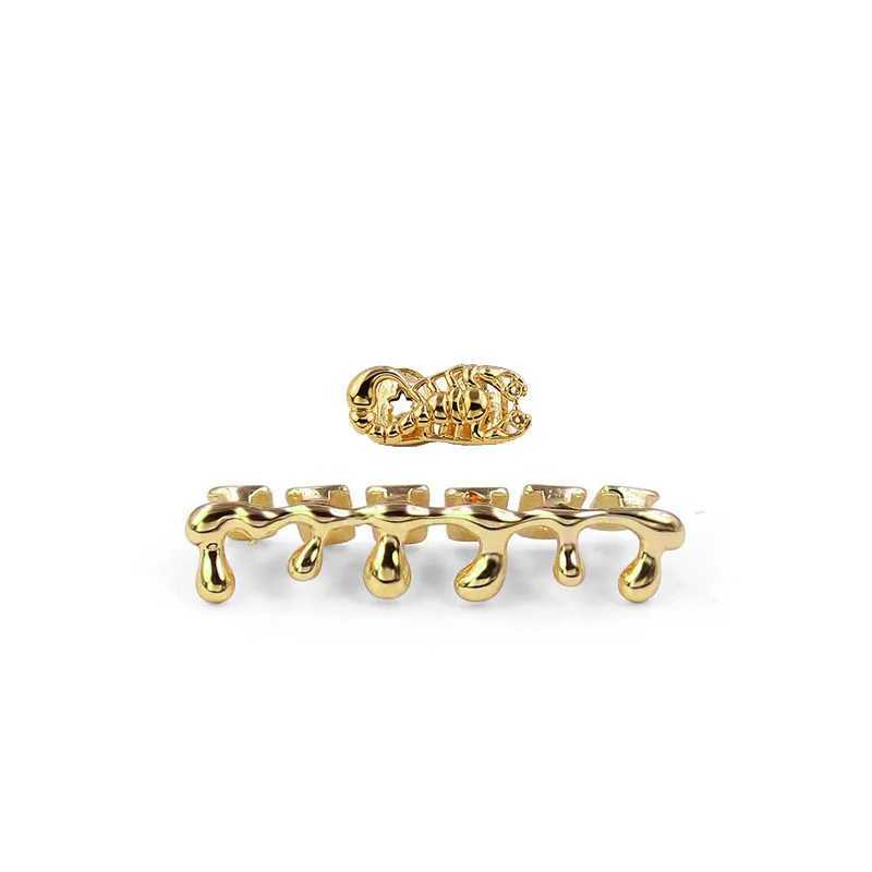 Hip Hop Hollow Heart Teeth Grillz Fangs Trend Top Bottom Tooth Caps For Women Men Body Rapper JewelryXJ250114