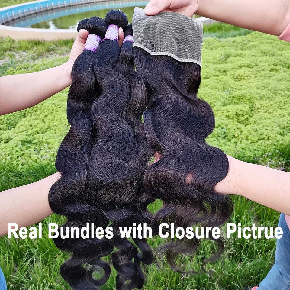 Wholesale Body Wave Human Hair Bundle With 4x4 13x4 HD Clo Frontal Hair Weave 3/4 Bundle With Clo 100% Remy Human HairXJ250120