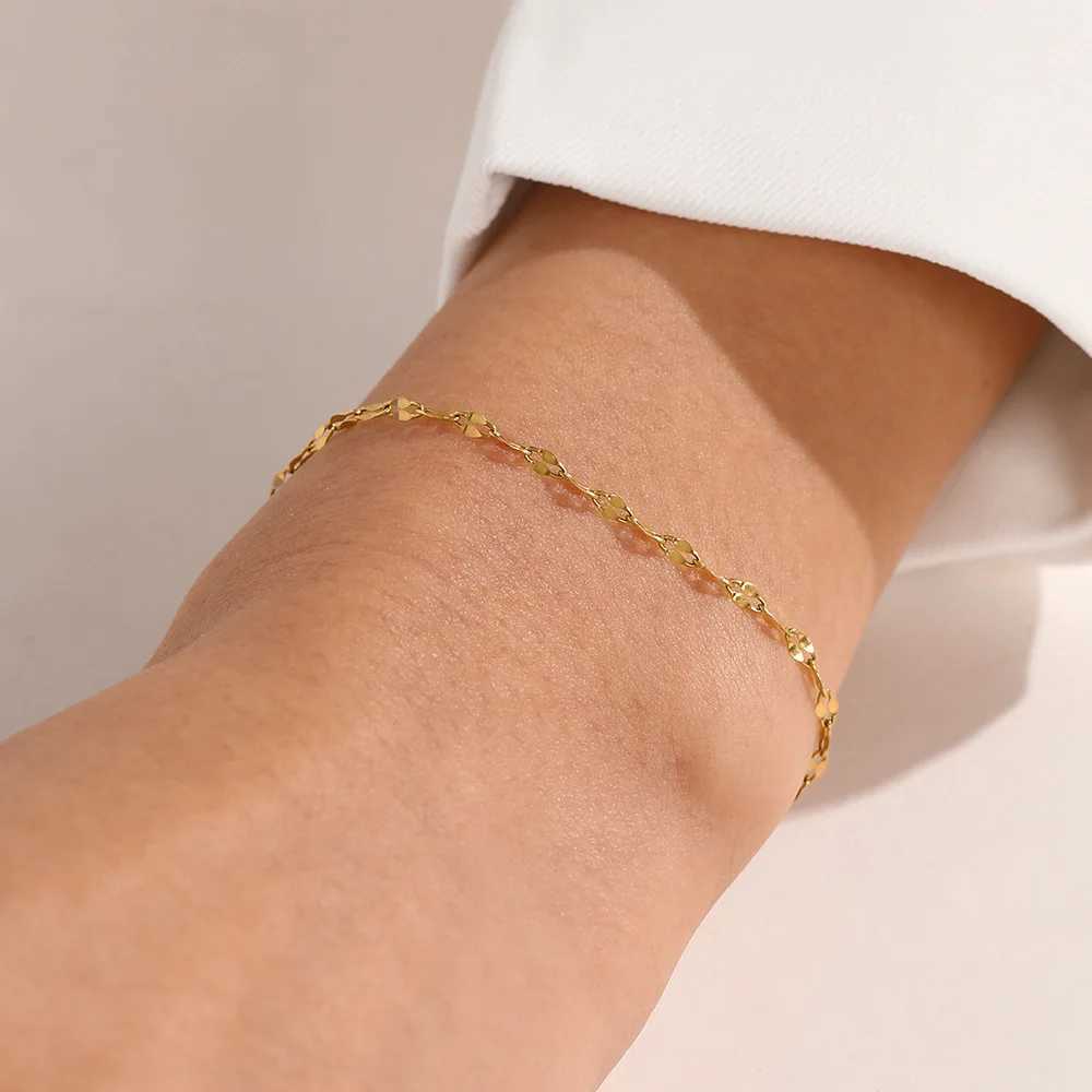Stainless steel bracelet simple shiny chain bracelet with adjustable charm minimalist wedding party jewelry X250129