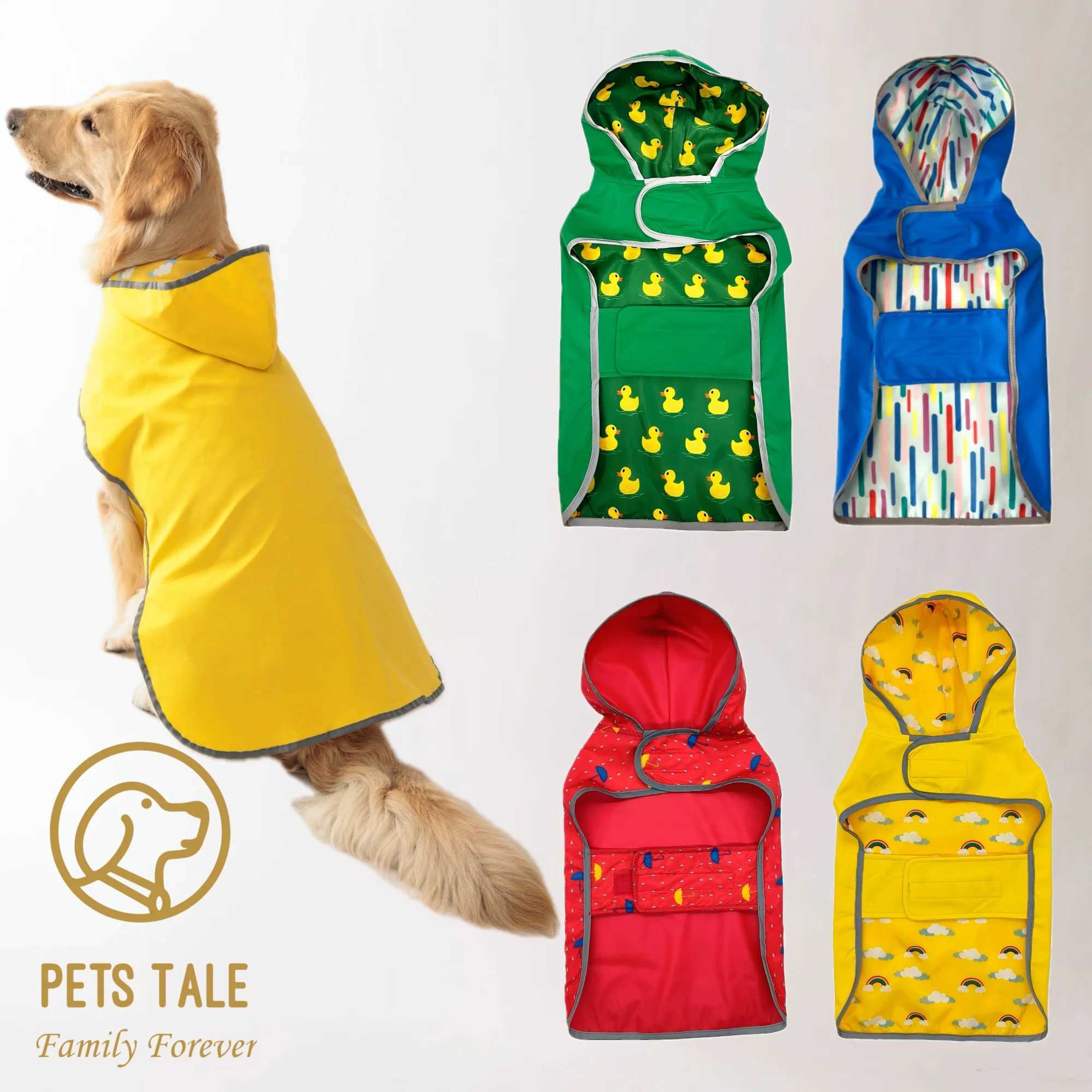 Keep Your Pup Dry Stylish Double-Layer Yellow Raincoat With Two-Way Wear!XJ250121