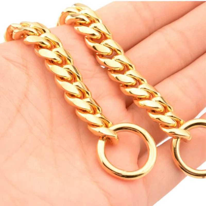 Luxury Dog Collar Gold Pet Necklace Dog Chain Choker For Pitbull Bulldog Teddy French Bulldog Metal Collar Pets Jewelry Products X250129
