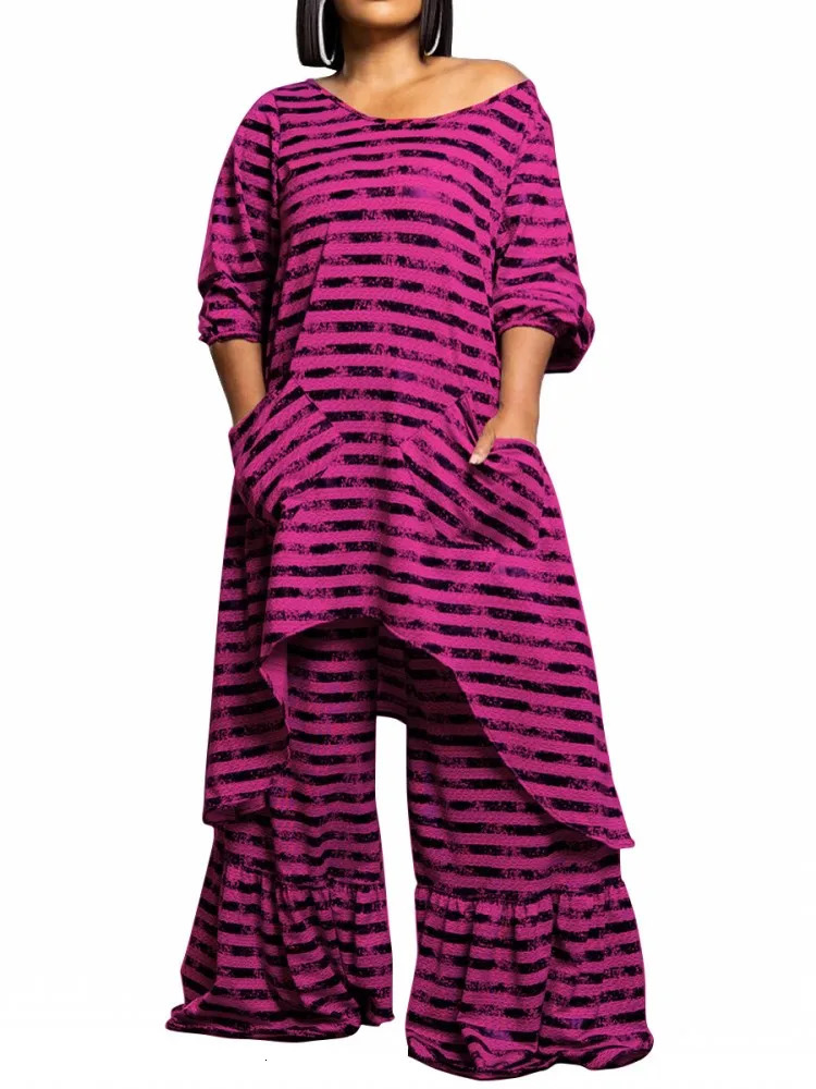 2 Piece Women Sets 2024 Arrival Plus Size Summer Matching Print Two Pieces Top Pants Suits Outfits Clothing 250122