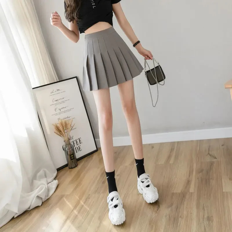 2024 Summer High Waist Slimming Solid Color Aline Skirt Womens Fashion Sports Tennis Badminton Academy Style pleated skirt 250121