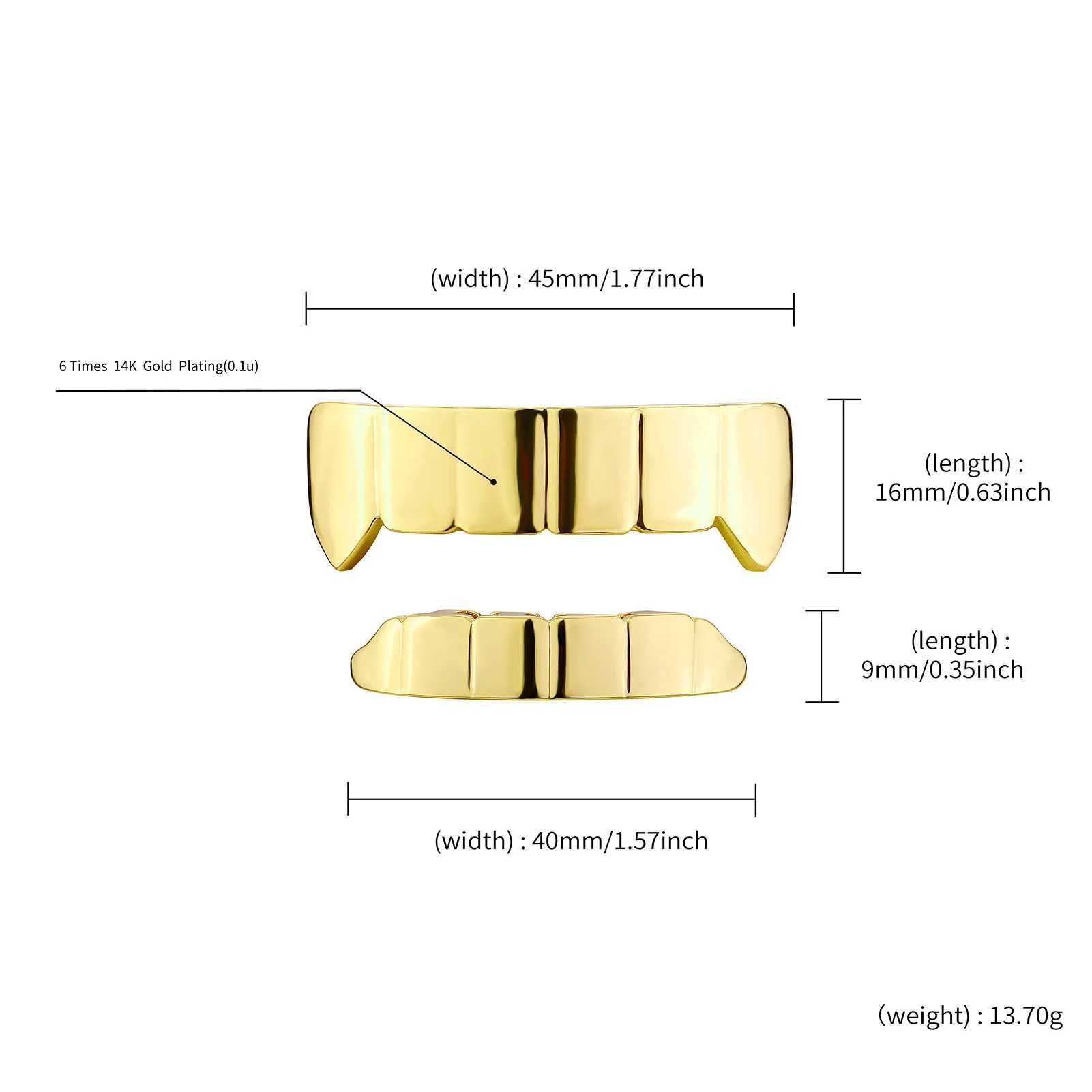 1set Hip Hop Gold Silver Color Teeth Grillz Plated Dental Grills Rock Tooth Grillz Caps Teeth Caps Halloween Vampire CosplayXJ250114