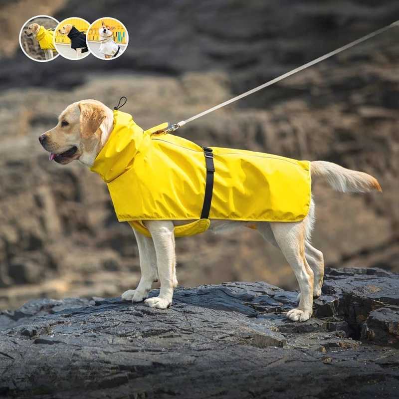 Medium And Large Dog Raincoat Poncho Labrador Golden Retriever Corgi Pet Clothes Outdoor Waterproof Pet Raincoat Dog AccessoriesXJ250121