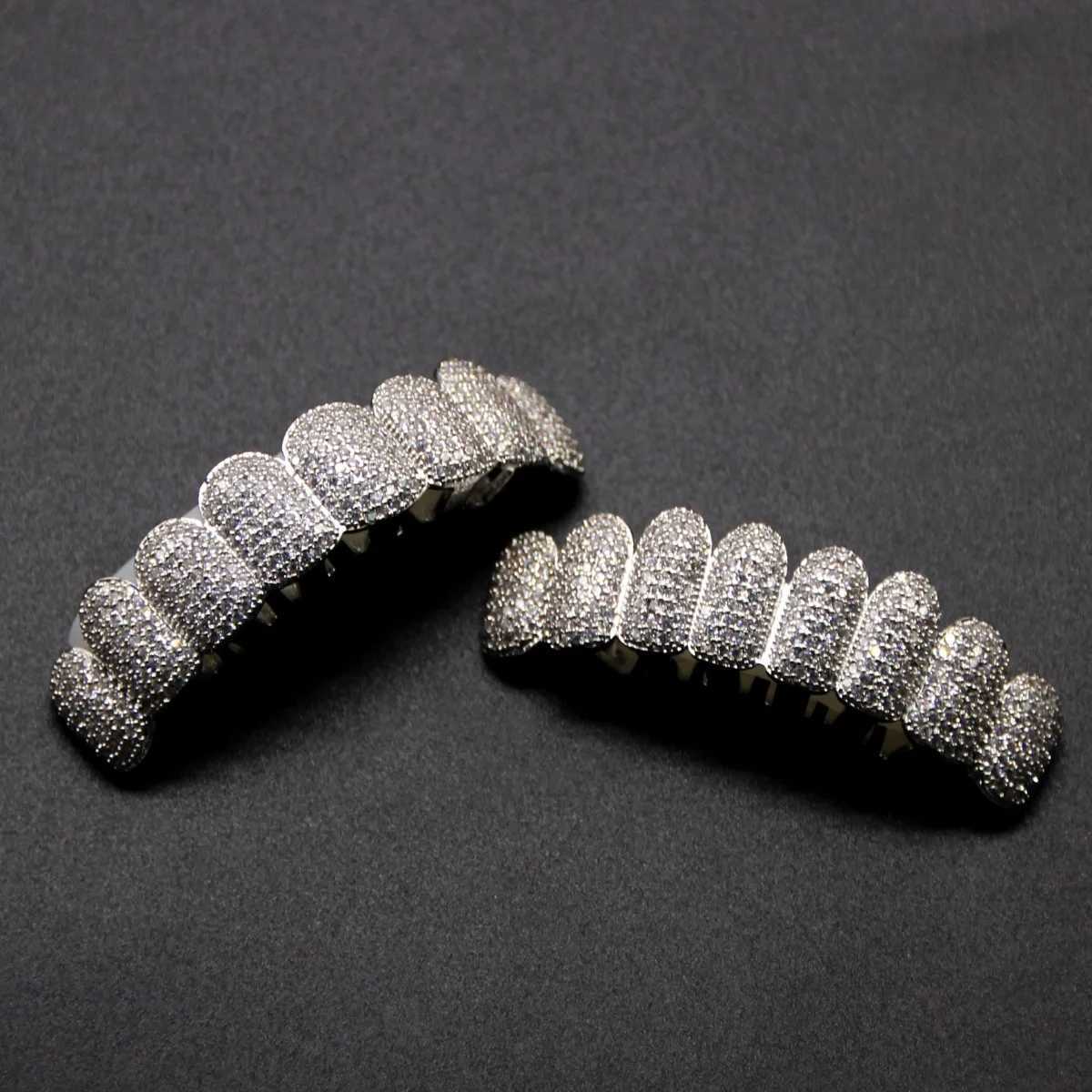 Feel Style Baguette Teeth Grillz Set For Unisex Cubic Zirconia Stone Top Bottom Packing Hip Hop Gift Jewelry For Men WomenXJ250114