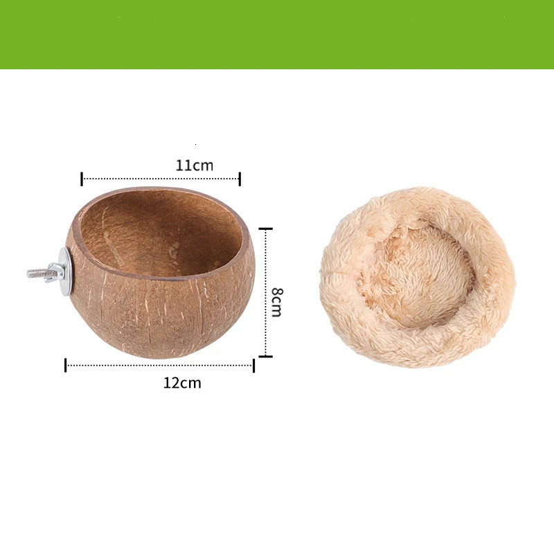 Bird Coconut Shell Nest with warm pad Nesting Hamster Habitat Guinea Pig Bedding Climbing Ladder Slide Parrot The Slide Wood 250121