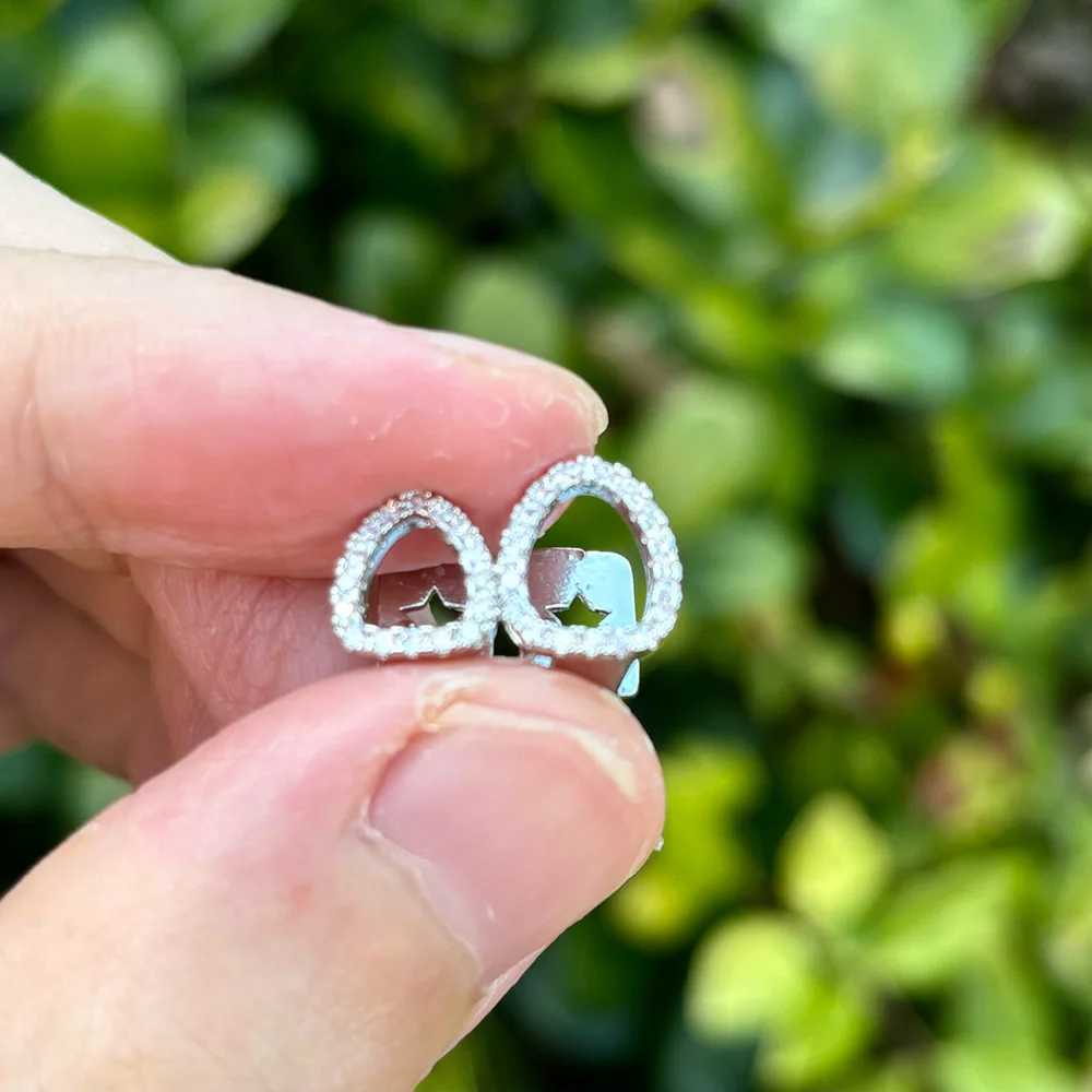 RACHELZ Hip Hop Shiny Zircon Double Hollow Teeth Grillz Fashion Full CZ Stone Tooth Caps For Women Men Punk Jewelry CosplayXJ250114