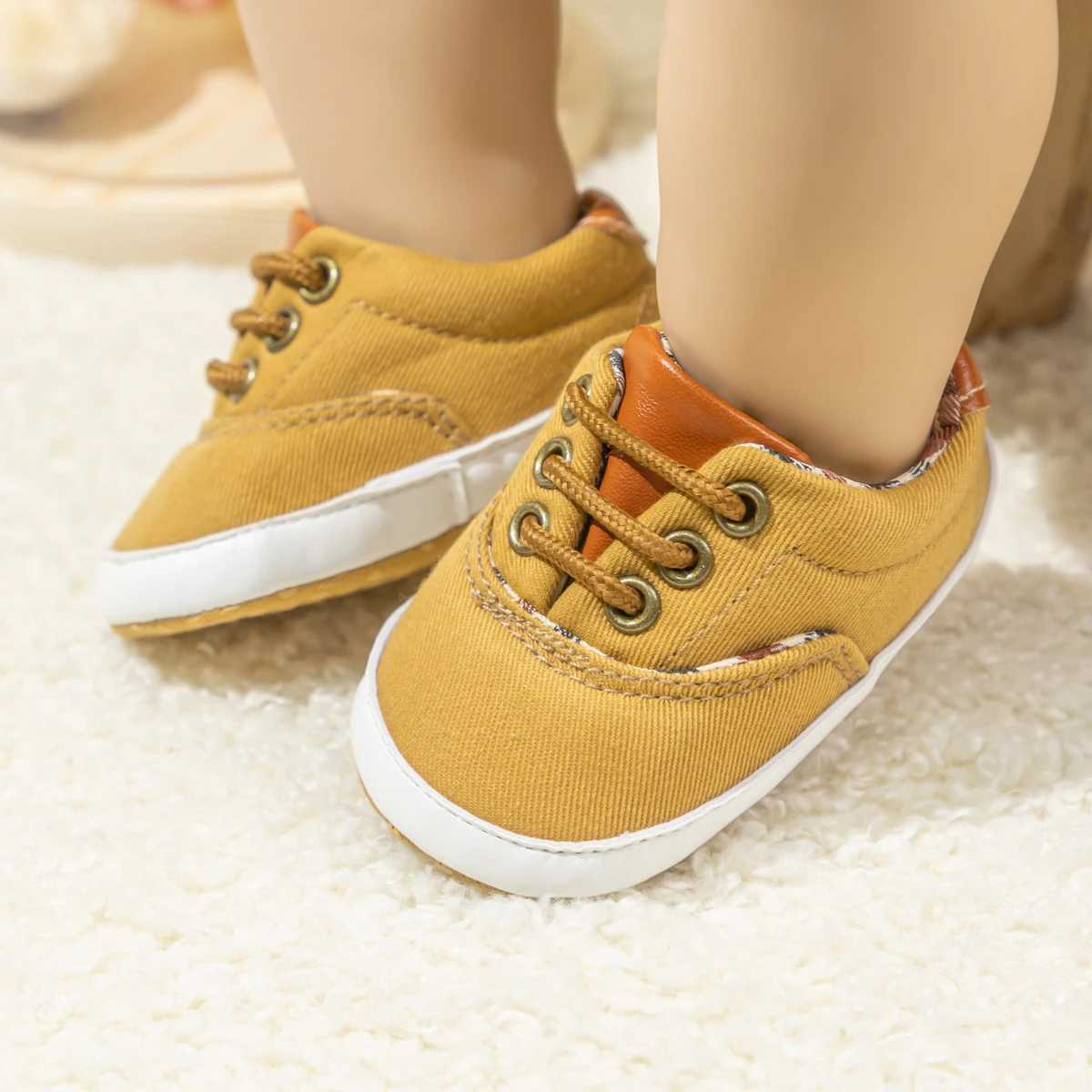 Meckior Baby Canvas Sneaker Baby Unisex Shoes Anti-slip Soft Newborn Classic Lace-up Leisure First Walkers Infant Crib Boy Shoes X250129