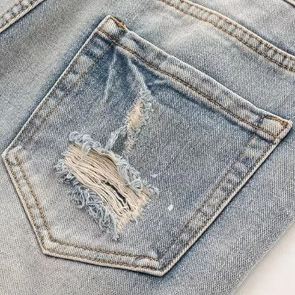 Mens Summer Distressed Shorts Fashion Slim Ripped Short Jeans Vintage Streetwear 250109