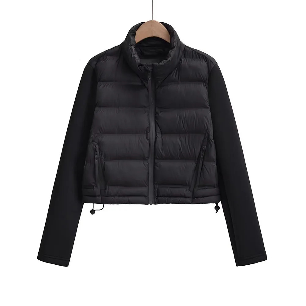 2024 autumn womens clothing fashion temperament casual French niche stand up collar slim fit spliced cotton jacket 250113Z