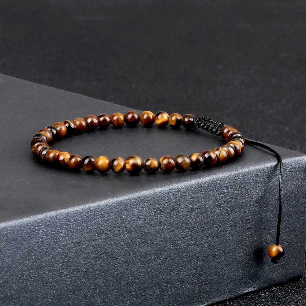 Adjustable Mini Natural Stone Lava Tiger Eye Beaded Bracelets Bangle for Wen Men Chakra Beads Braided Bracelet Charm Jewelry X250129