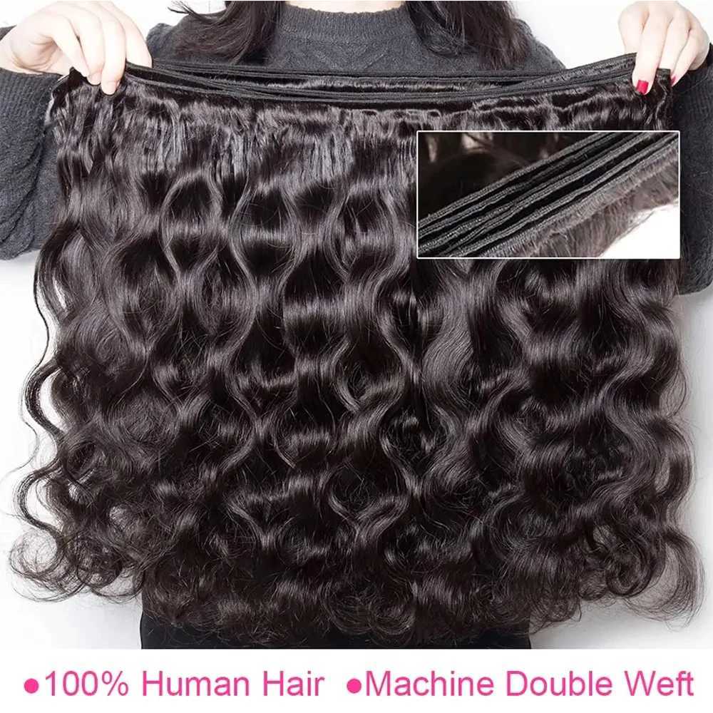 Brazilian Raw Hair Bundles With Clo 100% Human Hair Bundles With Frontal HD Transparent Lace Clo With Hair Weave BundlesXJ250120
