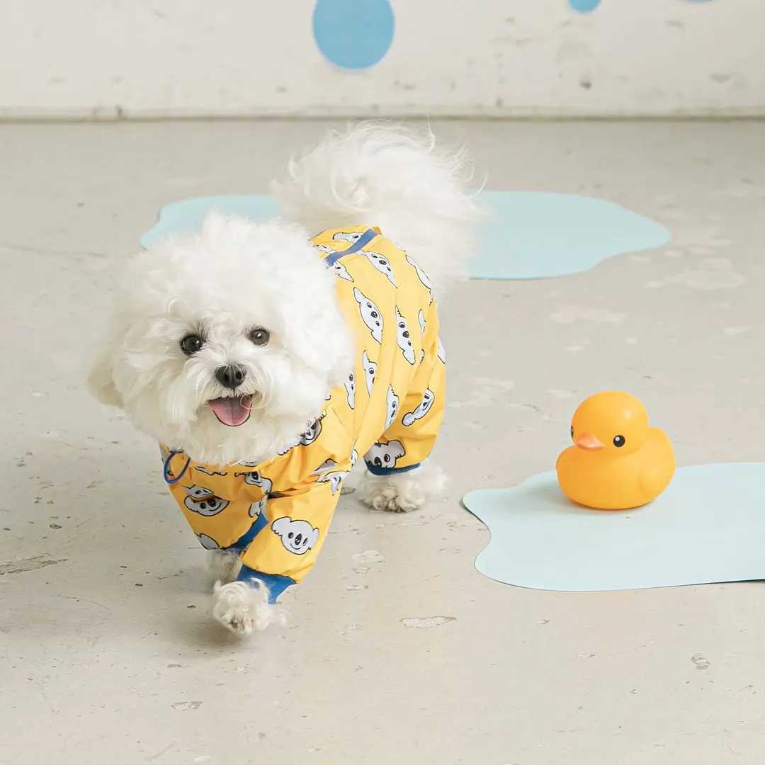 Pet Dog Waterproof All-Inclusive Raincoat Rain Poncho Medium-Sized Small Dogs Four-Legged Hooded Teddy Bichon Pet RaincoatXJ250121