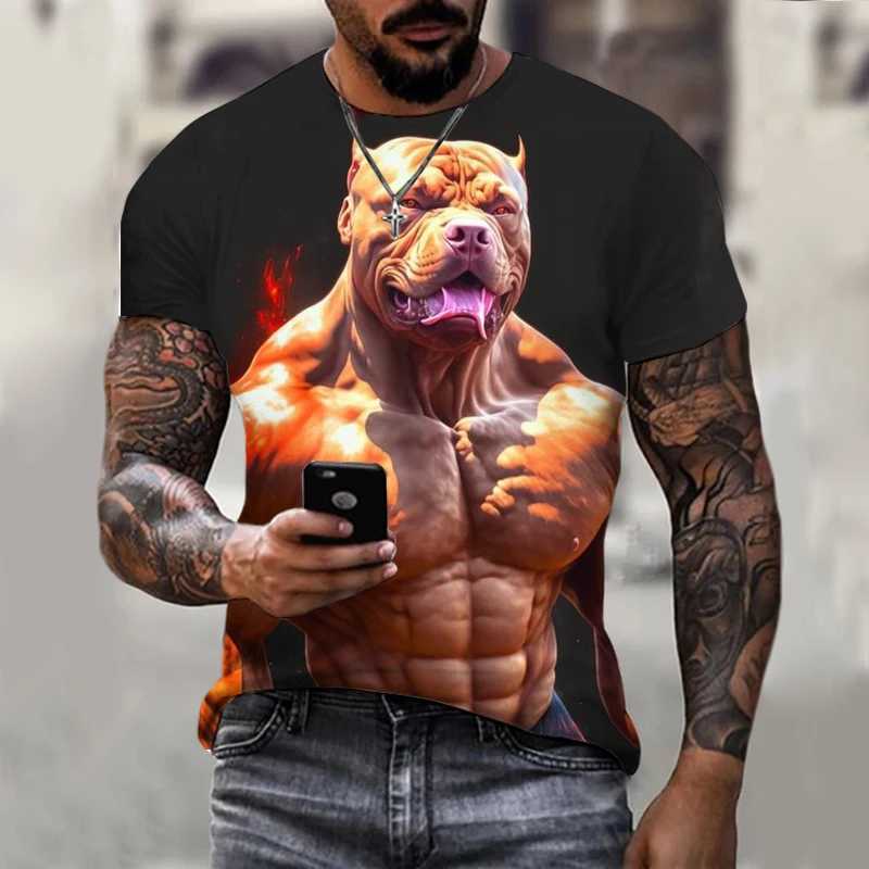 Dog Graphics T-Shirt For Men 3d Printing Tees Ferocious Animal Camisetas Pattern Short Sleeve Tops Summer Casual Mens ClothingXJ250117