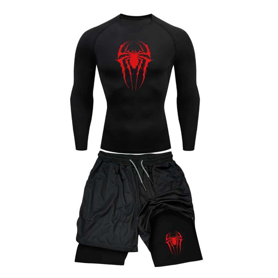 Compression Set Mens T-shirt+Pants Fitness Boxing Muay Thai Shorts Clothing Mens Rashguard Jujutsu Fitness Set Shirt Bjj Boxeo X250129