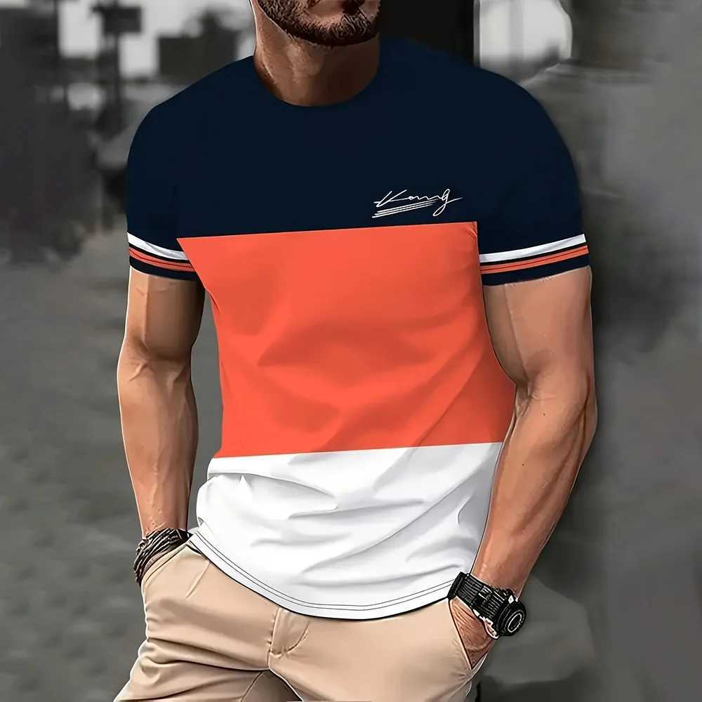 2024 Mens Crew Neck T-shirt Summer Street Mens 3D Stripe Letter Print Short-sleeved Tees Casual Daily Male T Shirts ClothingXJ250117