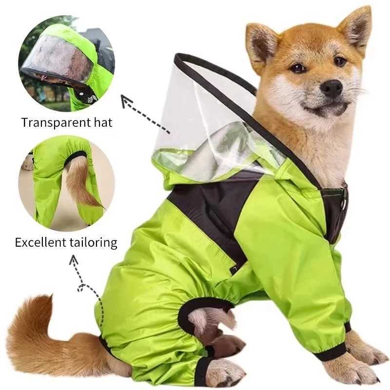 Dog Raincoat Reflective Waterproof Clothes Transparent Hooded Jumpsuit For Small Large Dogs Cats Pet Jacket Walking On Rainy DayXJ250121