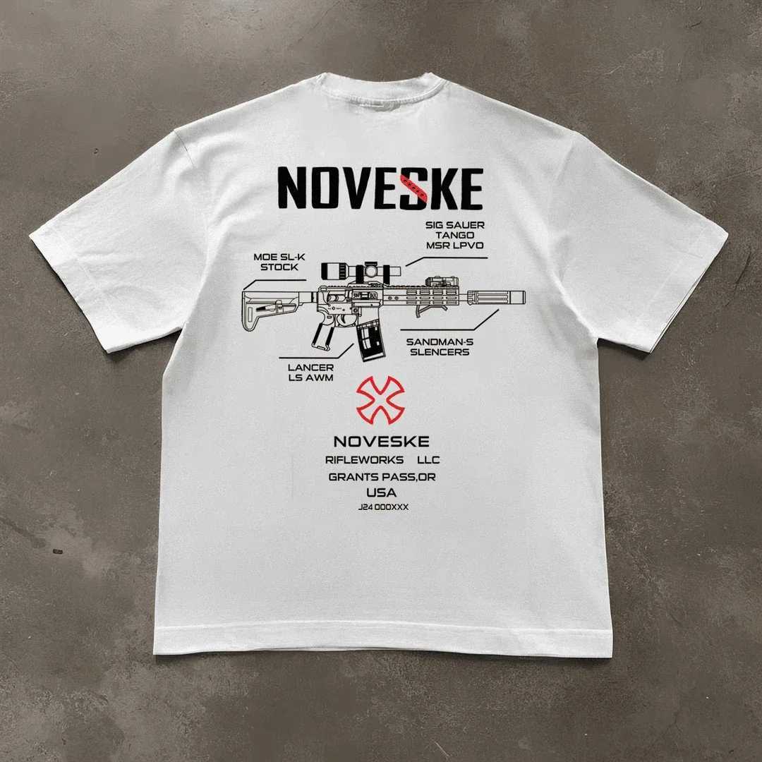 Funny Gun Noveske Men Clothes Fashion Summer T-Shirts Streetwear 100% Cotton Loose Tops Breathable TeeXJ250117