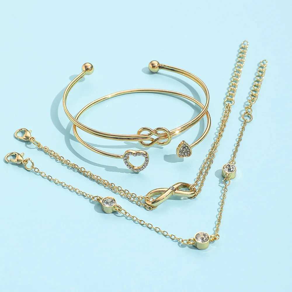 4-piece/set Retro Gold Cuff Zircon Bracelet Set Star Bracelet Fashion Elegant Bracelet Jewelry Gift X250129