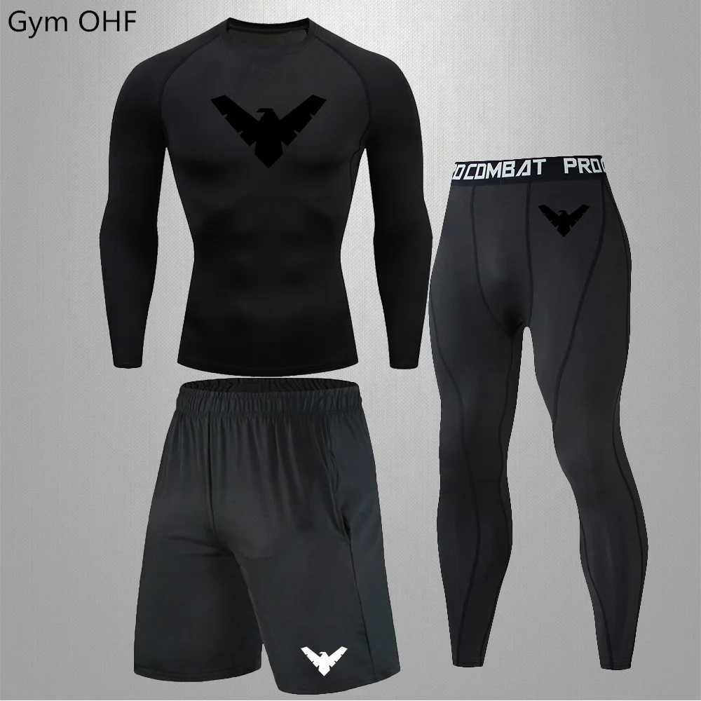 Nightwing Mens Compression Sportswear Suits Gym Tights Training Clothes Workout Jogging Running Set Rashguard Tracksuit For Men X250129