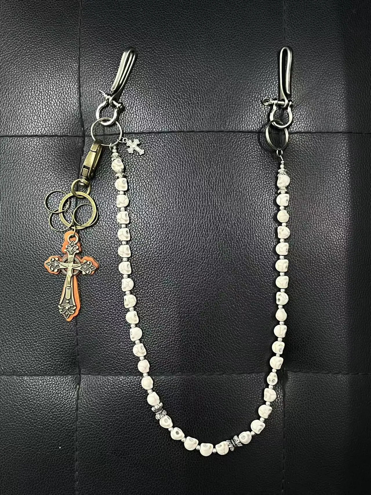 Ainworth Retro White Skull Beaded Pants Chain Bag Hanging Chain Niche Cross Waist Chain Cowboy Accessories 250122