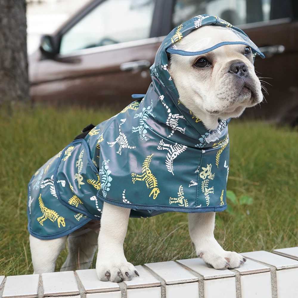 Dinosaur Print French Bulldog Raincoat M to 9XL Pet Dog Outdoor Waterproof Clothes for Small Medium Large Dogs impermeable perroXJ250121