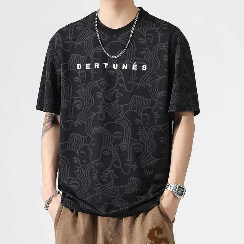 Summer Ice Silk Breathable Cool Short sleeved T-shirt for Mens Fashion Design Printed Personalized Trendy Loose Casual TopXJ250117