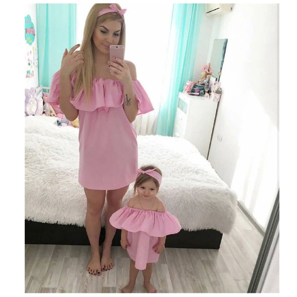 Mother Daughter Dresses Family Clothing Matching Mother Little Girl Clothes Family Look Dress Roupa mae e filha rapa mama e hija 250117