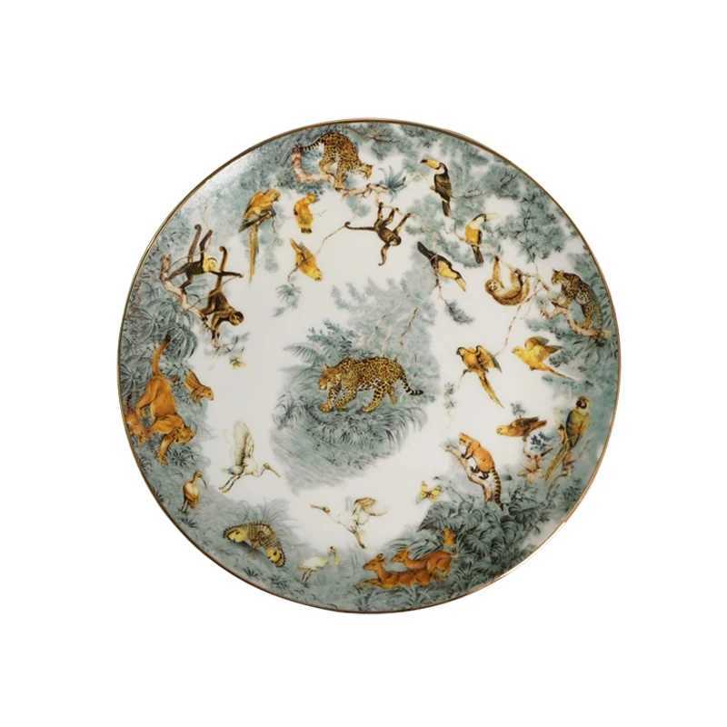 Bone China Dinner Plates X250129 S2566 12110 New Style Animal Tableware Plate Forest Leopard Dishes And Sets
