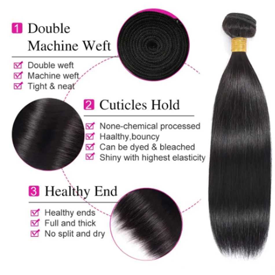 Short Straight Bundles With Clo 3/4 Bundles With Frontal Brazilian Unprocessed Virgin Short Bob Hair Tissage Cheveux HumainXJ250120
