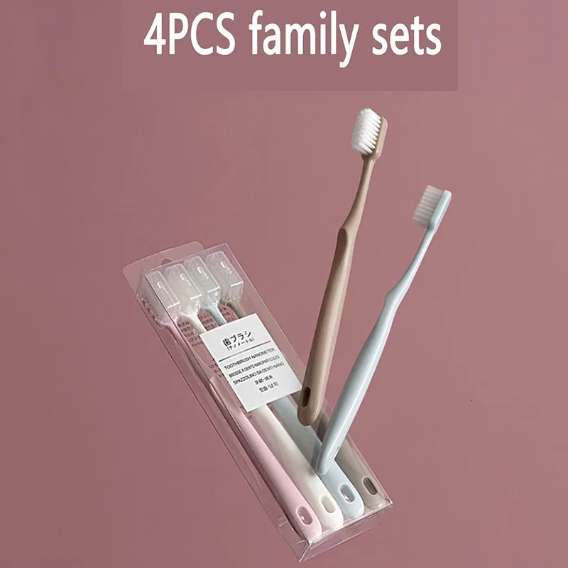 A set of four toothbrushes for adults or children manual disposable travel toothbrush multicolor toiletries oral 250115