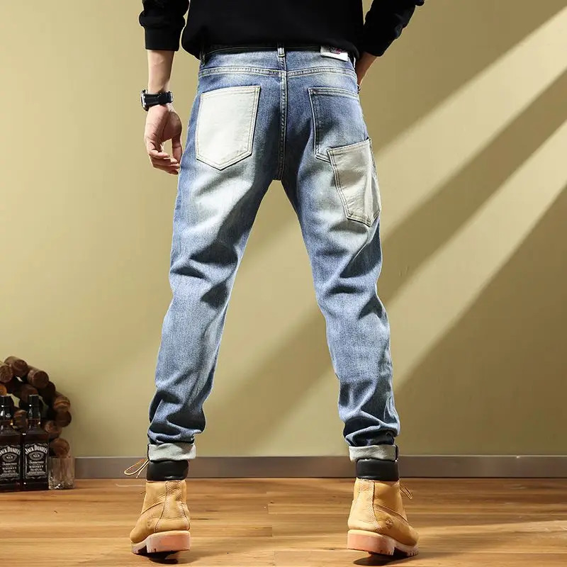 Jeans for Men Tapered Harem Mens Cowboy Pants Stylish Trousers Slim Fit Boot Cut y Casual Loose Stretch Harajuku Elastic Xs 250121