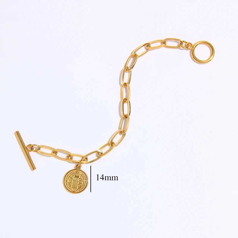 Stainless Steel San Benito Medal Bracelets For Wen Gold/Silver Color Metal Saint St Beict Bracelet Toggle Bracelet X250129