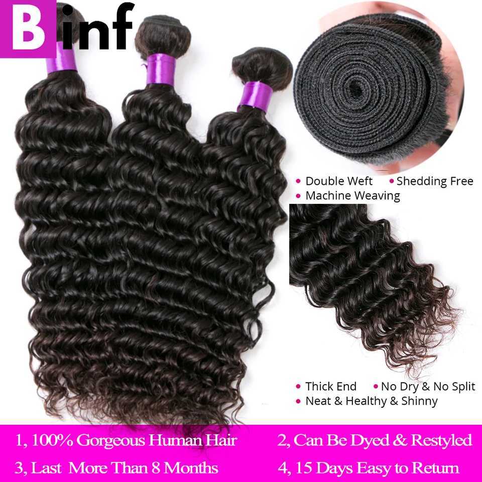 Deep Wave Human Hair Bundles With Clo 4x4 Lace Clos With Bundles Brazilian Hair Weave Bundles With Clo Remy HairXJ250120
