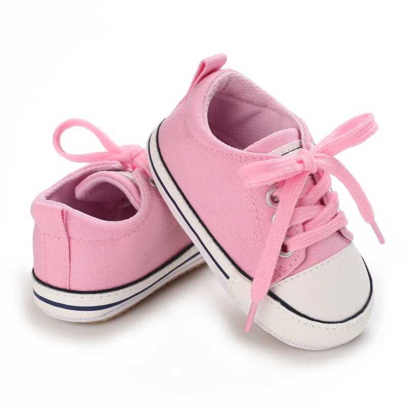 2023 New Baby Casual Shoes 4-color Lace-up Canvas Shoes for Boy Girl Rubber Sole Wear-resistant Non-slip Newborn Infant Sneakers X250129