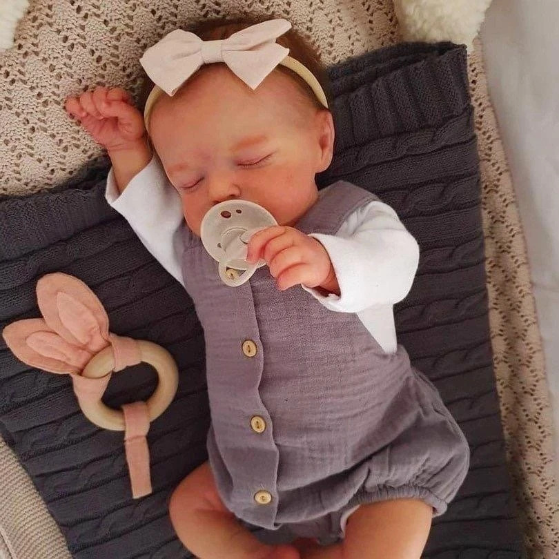 46CM Already Finished Reborn Rosalie Sleeping Doll born Hand-rooted Hair 3D Painted Skin Tone Visible Veins Christmas Gift 250115