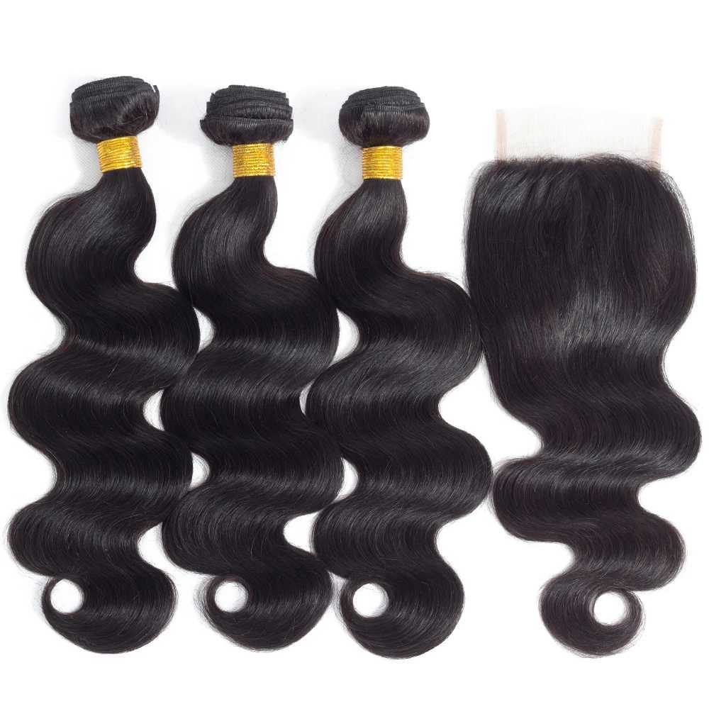 Body Wave Bundles With Clo Brazilian Human Hair Weave Bundles With 4x4 5x5 Lace Clo Hair Extension 3/4 Bundles RemyXJ250120
