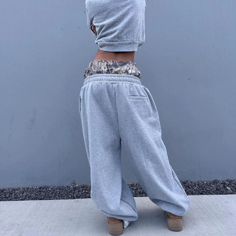 Y2K Harajuku casualwear fashionable cotton camouflage double waist American style emo men women streetwear vintage joggers pants 250116