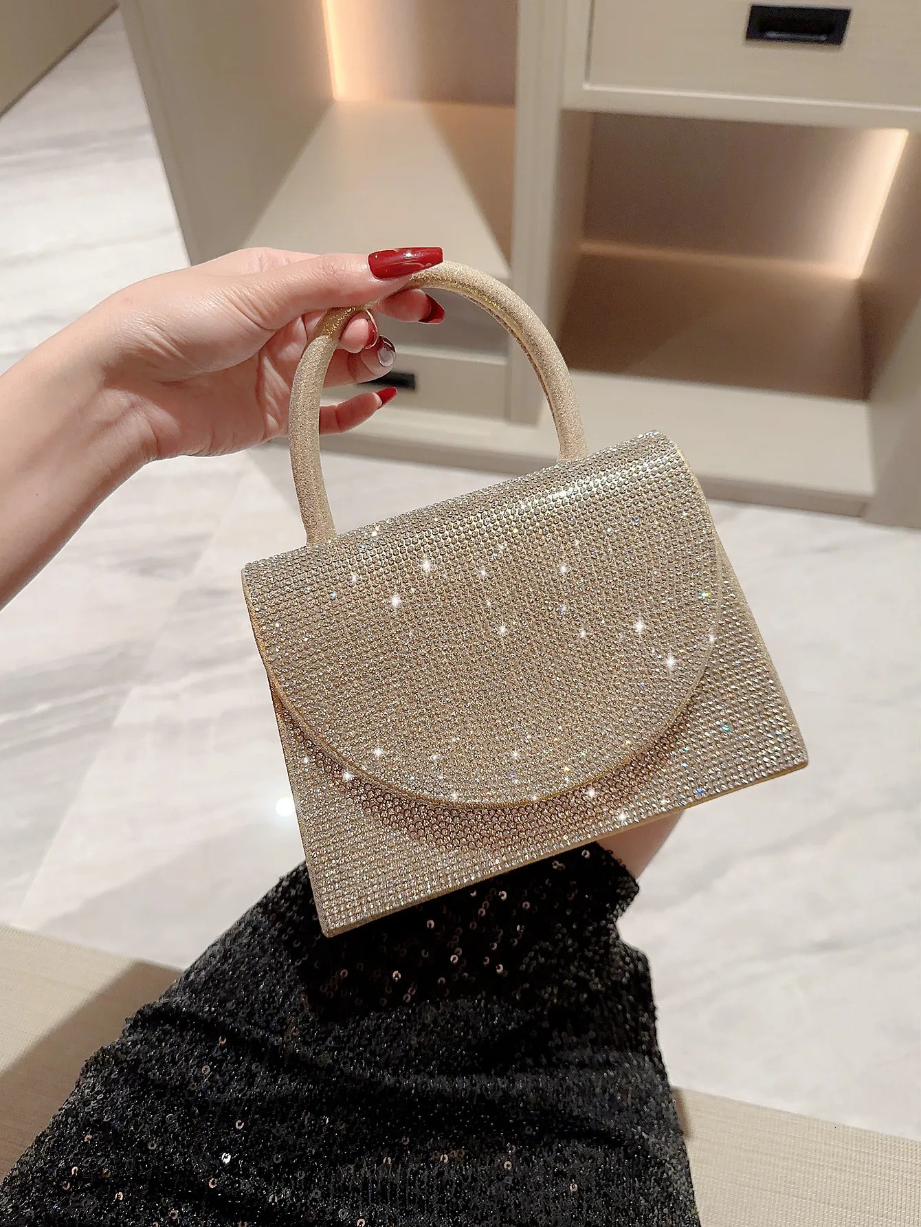 Womens Pleated Sparkling Evening Bag Flap Dress Bag Evening Bag Party Bag Prom Bag Wedding Bag Clutch Bag 250118